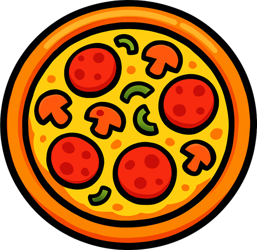 pizza.
In-Game asset.  2d.  High contrast.  No shadows