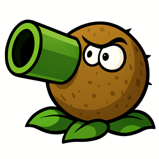pvz1 coconut cannon.
In-Game asset.  2d.  High contrast.  No shadows