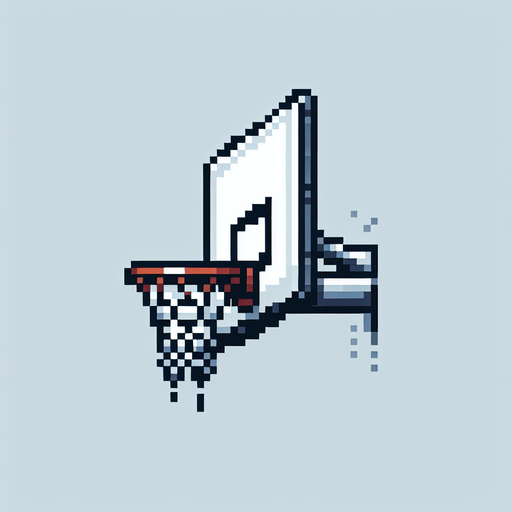 pixel art, an basketball hoop seen from the side..
Blank background. High contrast. No shadows.