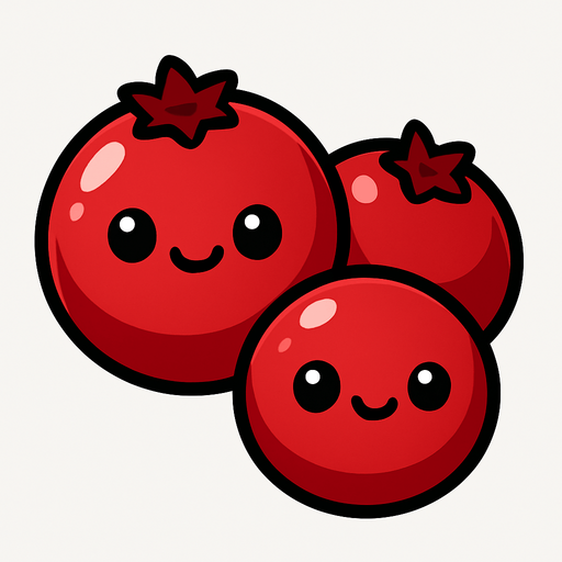 Cranberry’s with cute face.
In-Game asset.  2d.  High contrast.  No shadows