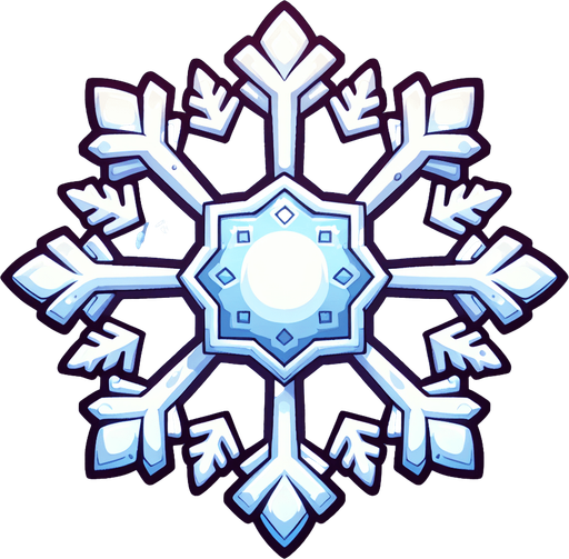 снежинка. мультяшная.
Single Game Texture.  In-Game asset.  2d.  Blank background.  High contrast.  No shadows