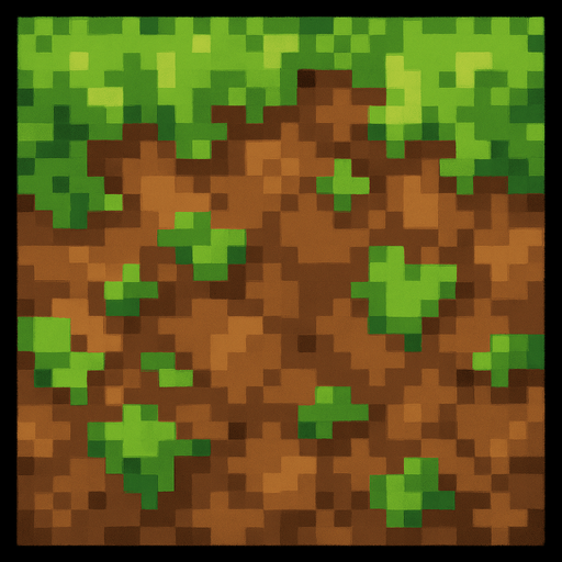 un suelo de pasto y tierra hecho con pixeles.
In-Game asset.  2d.  High contrast.  No shadows
