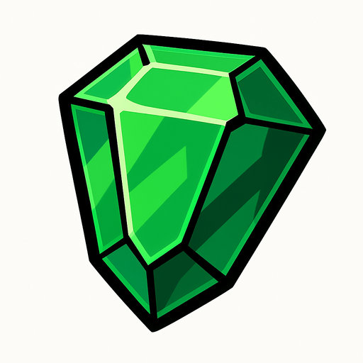 emerald.
In-Game asset.  2d.  High contrast.  No shadows