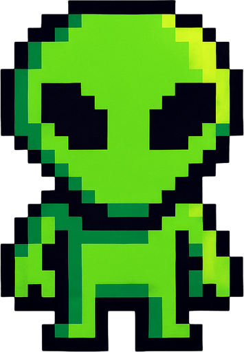 allien pixel.
In-Game asset.  2d.  High contrast.  No shadows