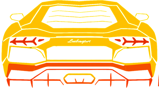 Arkası dönük lamborghini.
In-Game asset.  2d.  High contrast.  No shadows