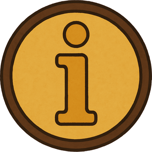 Information symbol in professor Layton game style artwork.
In-Game asset.  2d.  High contrast.  No shadows