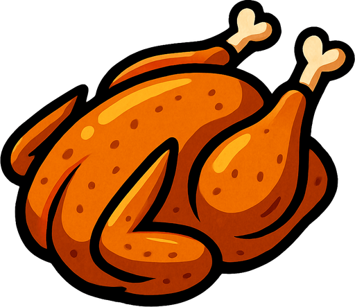 pişmiş tavuk.
In-Game asset.  2d.  High contrast.  No shadows