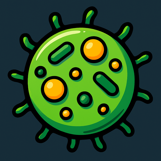 Daire şeklinde bakteri 3d.
In-Game asset.  2d.  High contrast.  No shadows