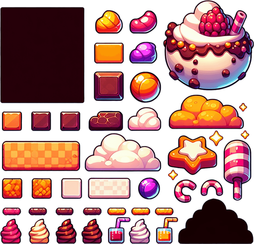 caramella.
Single Game Texture. In-Game asset. 2d. Blank background. High contrast. No shadows.