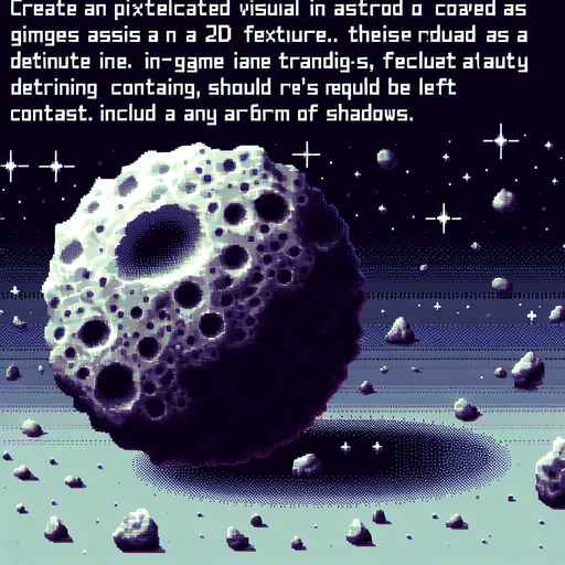 pixelart. asteroid with craters. subtle shading..
Single Game Texture. In-Game asset. 2d. Blank background. High contrast. No shadows.