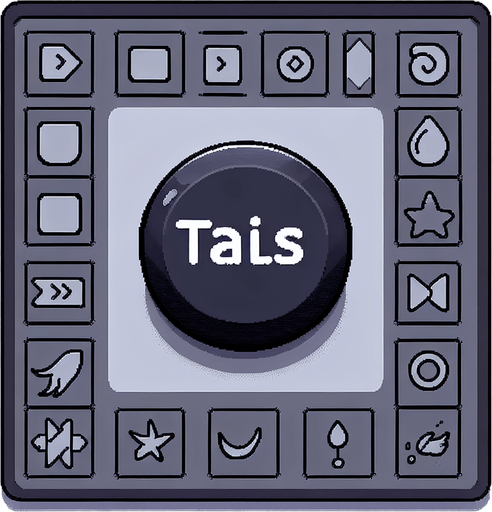 a button saying 'tails'.
In-Game asset. 2d. Blank background. High contrast.