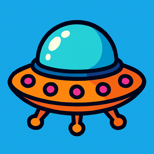 UFO spaceship.
In-Game asset.  2d.  High contrast.  No shadows