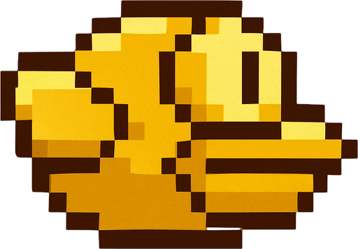 flappy bird gold icon. pixel art style.
In-Game asset.  2d.  High contrast.  No shadows
