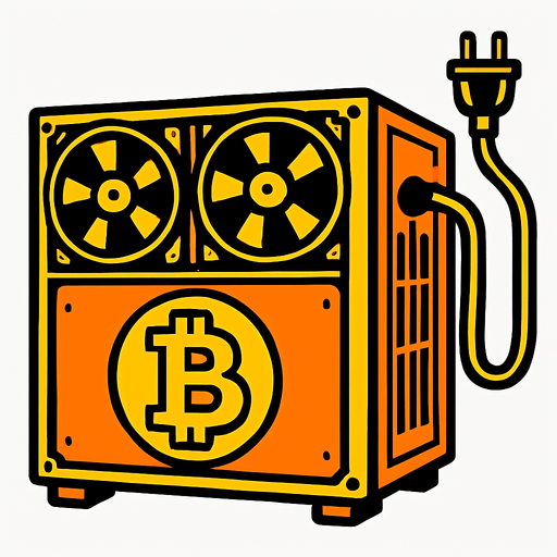 Bitcoin mining rig.
In-Game asset.  2d.  High contrast.  No shadows