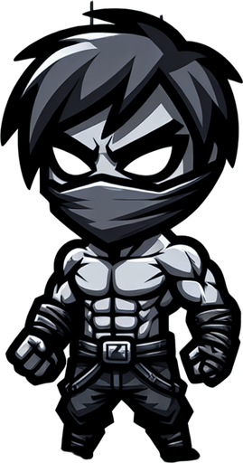 chibi anger bulk and bold guy tomb raider bandit.
Single Game Texture.  In-Game asset.  2d.  Blank background.  High contrast.  No shadows