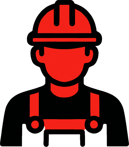 etrafı kırmızı işçi.
In-Game asset.  2d.  High contrast.  No shadows