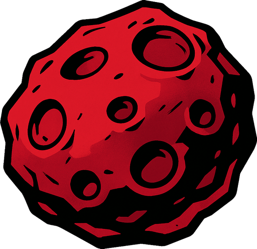 red meteor mall no flame effect.
In-Game asset.  2d.  High contrast.  No shadows