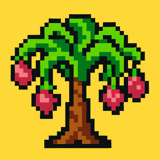 8 bit dragon fruit tree.
In-Game asset.  2d.  High contrast.  No shadows
