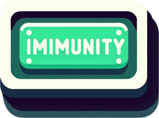 Single Game Texture. In-Game asset. 2d. flat minimalistic graphic. flat rectengular graphic that says "Immunity". Top view. Blank background. low contrast. No shadows. green color.
Single Game Texture. In-Game asset. 2d. Blank background. High contrast. No shadows.