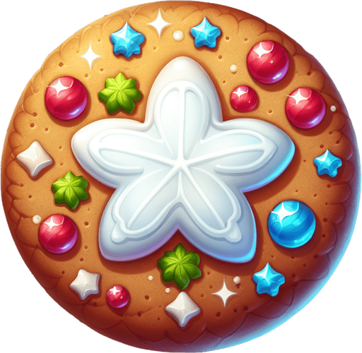a cute christmas cookie. plastic style. Single Game Texture. In-Game asset. 2d. Blank background. High contrast. No shadows.