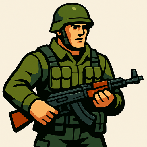 Soldier.
In-Game asset.  High contrast.  No shadows