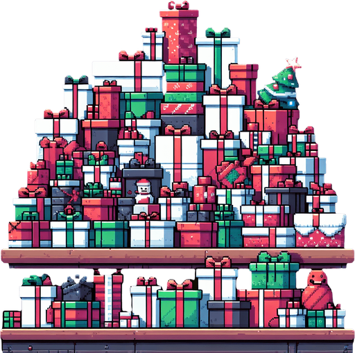 pixel art of a christmas present counter. Single Game Texture. In-Game asset. 2d. Blank background. High contrast. No shadows.