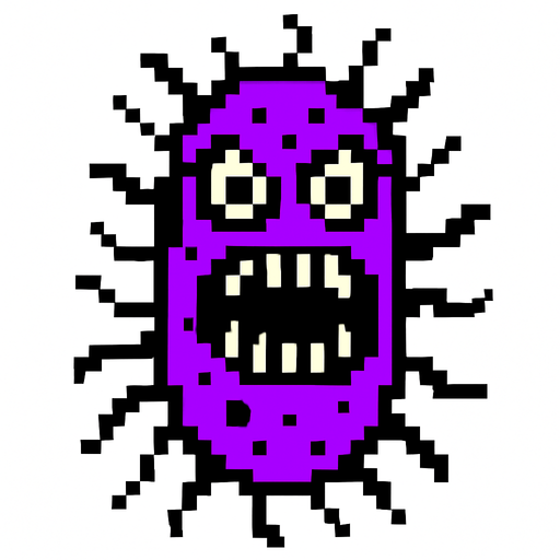 scary bacteria.
In-Game asset.  2d.  High contrast.  No shadows. pixel