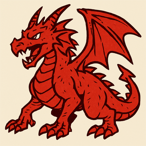 red big monster dragon sketch.
In-Game asset.  2d.  High contrast.  No shadows