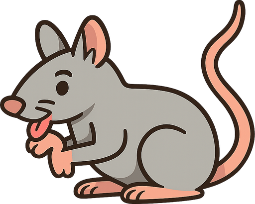 crea una rata estilo cartoon. No background. Transparent background. Blank background. No shadows. 2d. In-Game asset. flat