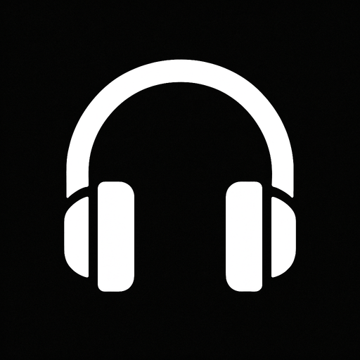 White headphones logo..
In-Game asset.  2d.  High contrast.  No shadows