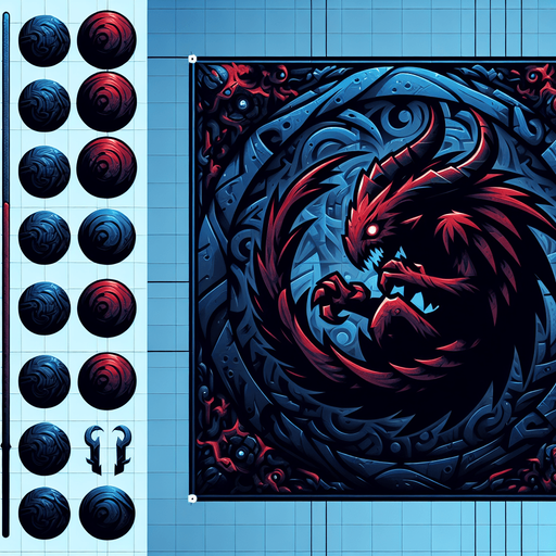 monster dark red meta blu.
Single Game Texture.  In-Game asset.  2d.  Blank background.  High contrast.  No shadows