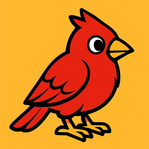 a red bird.
In-Game asset.  2d.  High contrast.  No shadows