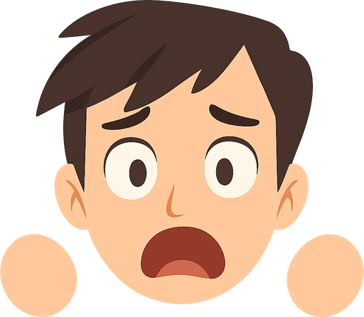 A scared man,make my drawing better
. No background. Transparent background. Blank background. No shadows. 2d. In-Game asset. flat.only head,make hands as a circle.dont add body