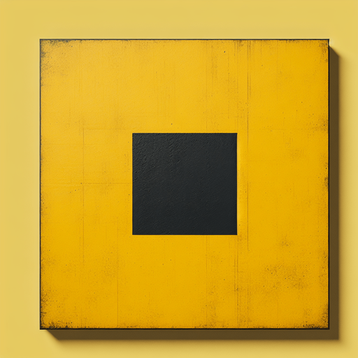 the surface is yellow, concrete with a black square in the center.
Single Game Texture. In-Game asset. 2d. Blank background. High contrast. No shadows.