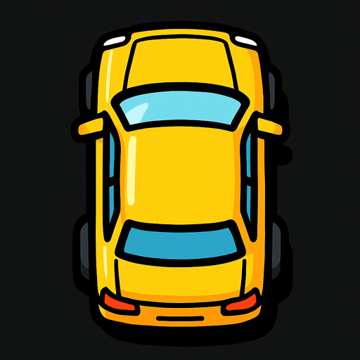 3d üst taraftan görünen araba.
In-Game asset.  2d.  High contrast.  No shadows