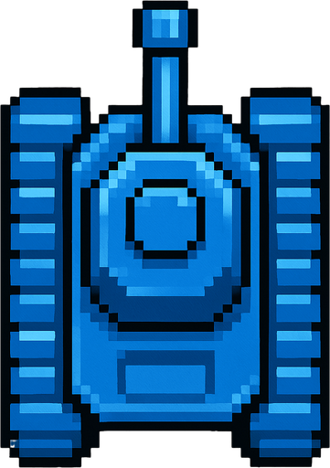 bird's eye view of a blue tank in old game style. from above.
In-Game asset.  2d.  High contrast.  No shadows