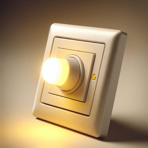 Photorealistic Yellow led standby led into light switch,front view.