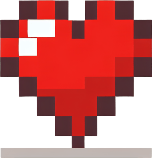 Red minecraft heart.
Single Game Texture. In-Game asset. 2d. Blank background. High contrast. No shadows.