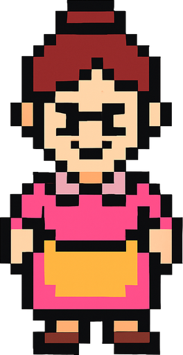 pixel art mom.
In-Game asset.  2d.  High contrast.  No shadows