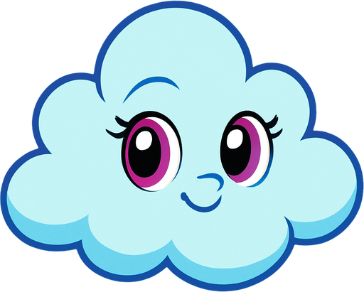 cloud, 2D, animated, cute, My Little Pony style.
In-Game asset.  2d.  High contrast.  No shadows