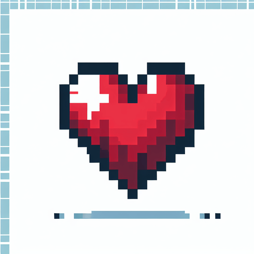 Heart_icon pixel.
Single Game Texture. In-Game asset. 2d. Blank background. High contrast. No shadows.