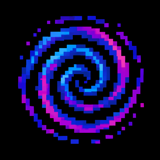 sirculo de torbellino de pixeles.
In-Game asset.  2d.  High contrast.  No shadows