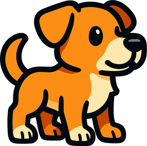 Dog.
In-Game asset.  2d.  High contrast.  No shadows