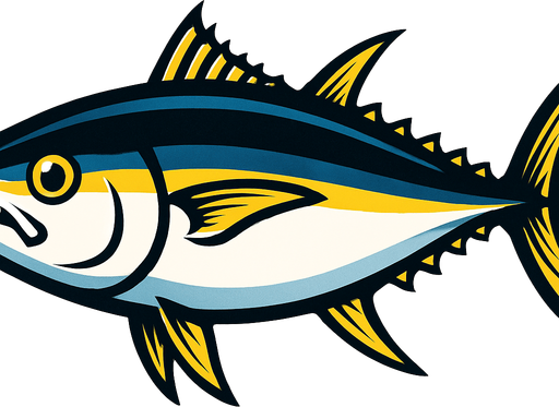 horizontal image sea ​​tuna.
In-Game asset.  2d.  High contrast.  No shadows