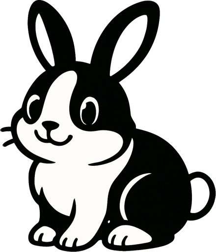 tatli bir siyah beyaz tavşan.
In-Game asset.  2d.  High contrast.  No shadows