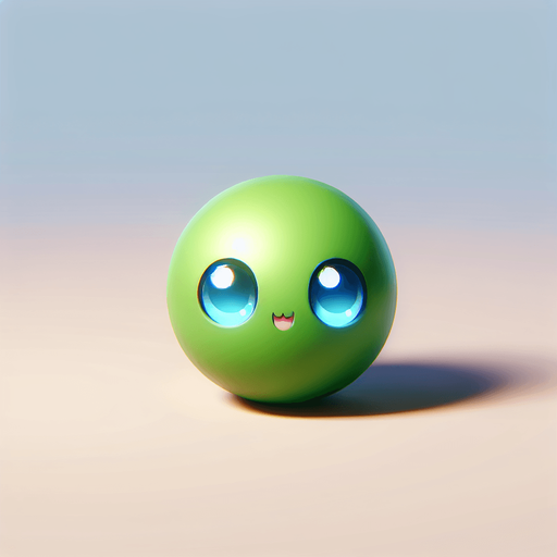 uma bola verde, com olhos azuiis fofos
, fundo png.
Single Game Texture. In-Game asset. 3d. Blank background. High contrast. No shadows.