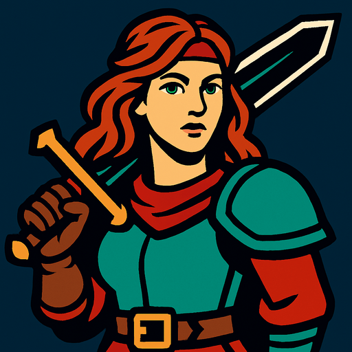 The woman's face is turned towards us.
In-Game asset.  2d.  High contrast.  No shadows