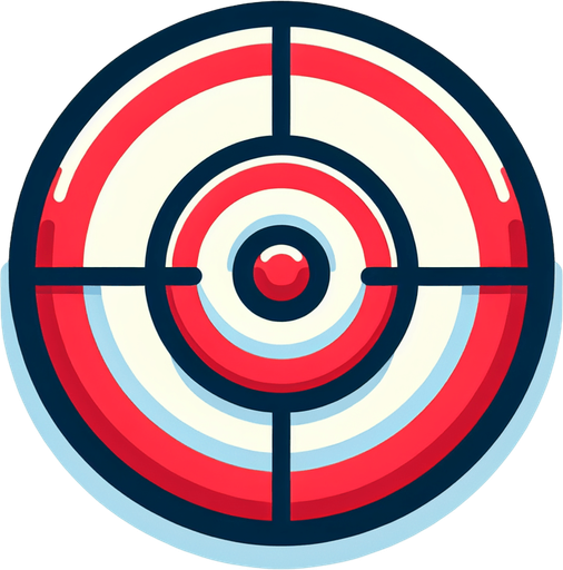 Red and white target.
Single Game Texture.  In-Game asset.  2d.  Blank background.  High contrast.  No shadows