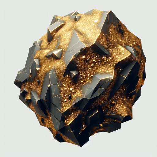 Space rock with encrusted gold.
Single Game Texture. In-Game asset. 2d. Blank background. High contrast. No shadows.