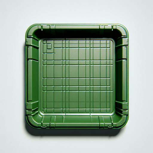 green plastic tray. topdown view.
Single Game Texture. In-Game asset. 2d. Blank background. High contrast. No shadows.